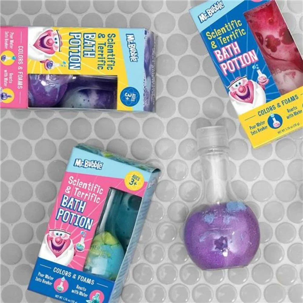 4Pc Kids Bath Bomb Potion Colorful Fizzy Fun Cool Foam and Bubble Science Beaker